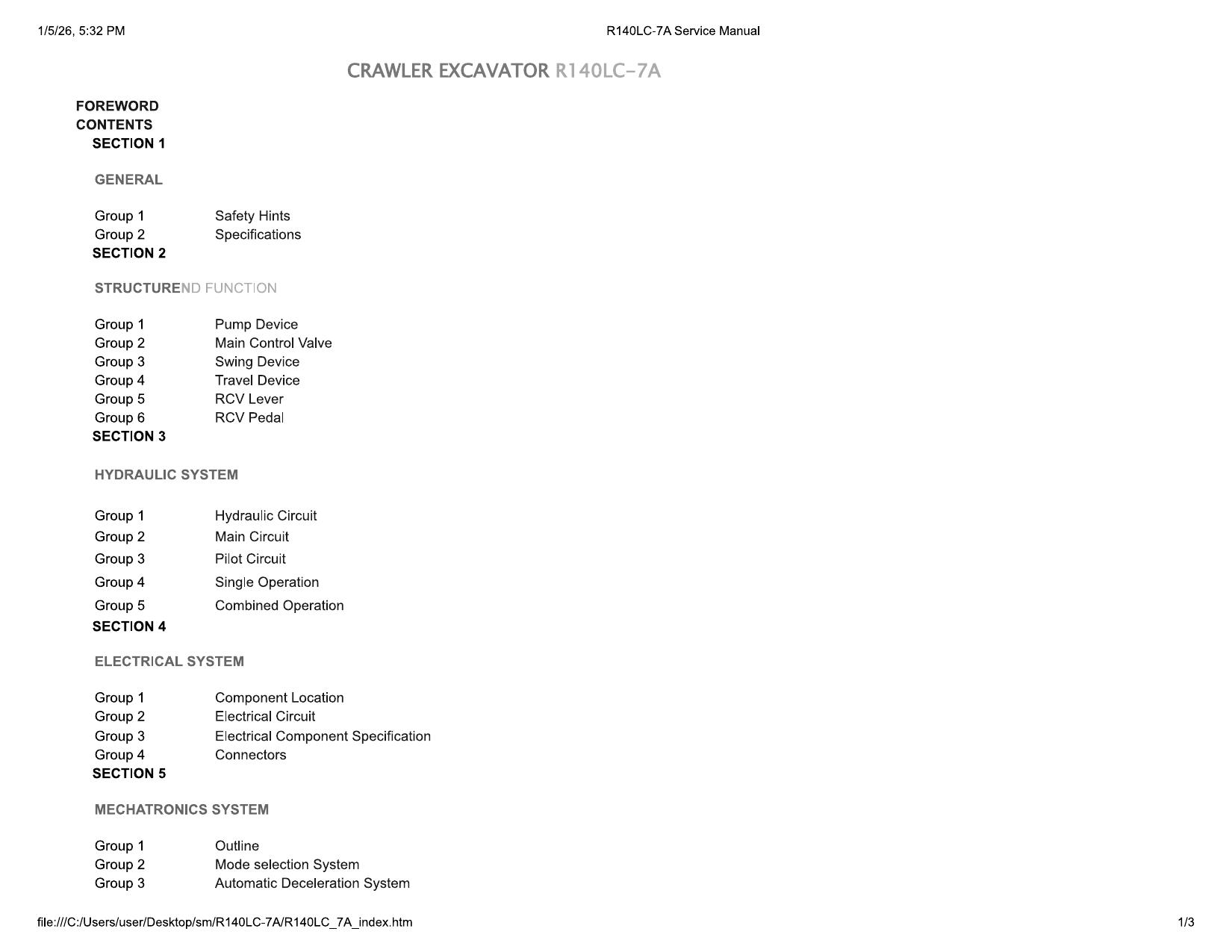 R140LC-7A Service Manual
